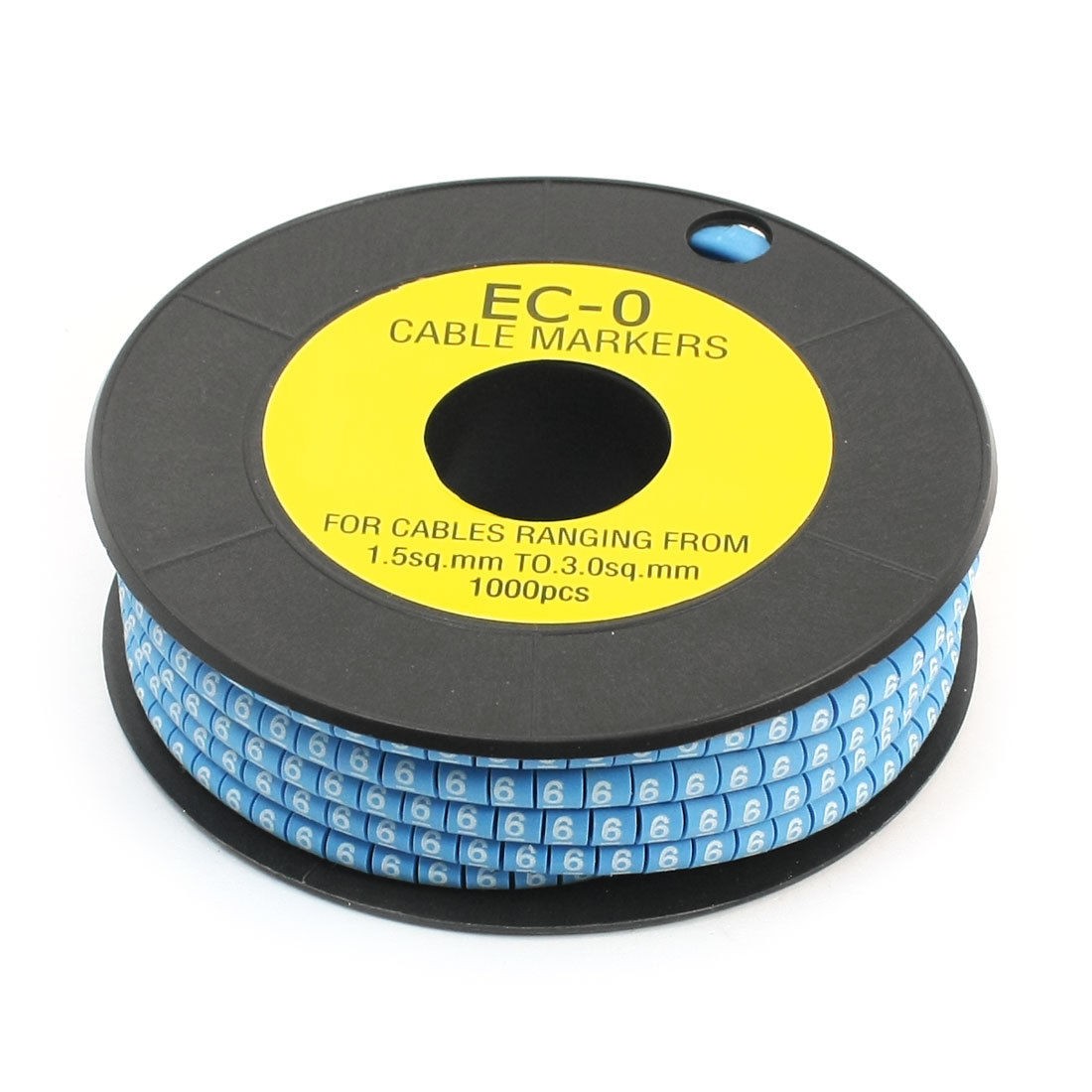 EC-0 Blue Flexible PVC Letter 6 Print Cable Markers Roll 1.5-3.0mm2 1000 Pcs