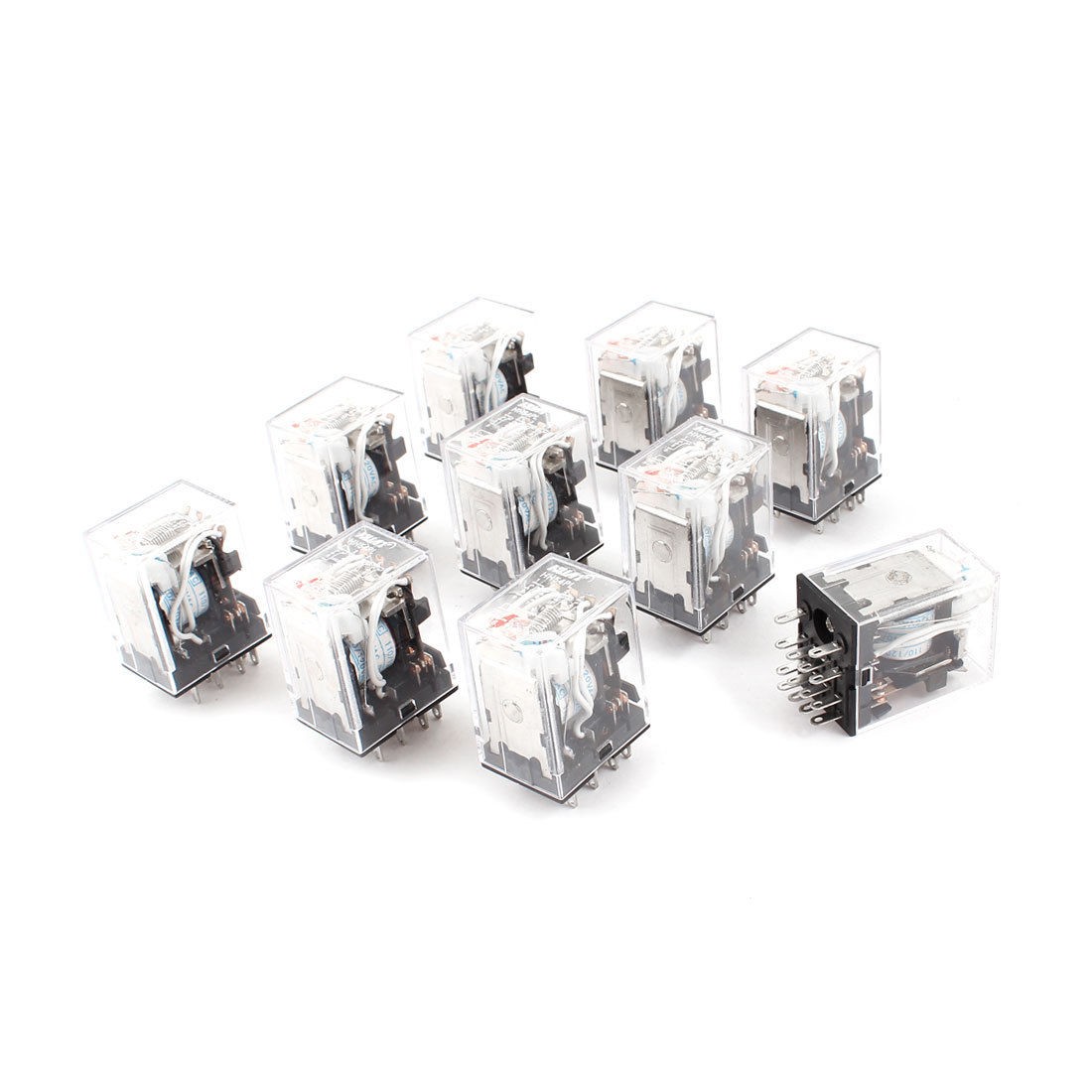 HH54PL AC 110/120V Coil 14-Pin 4PDT Red LED Indicator Light Power Relay 10 Pcs