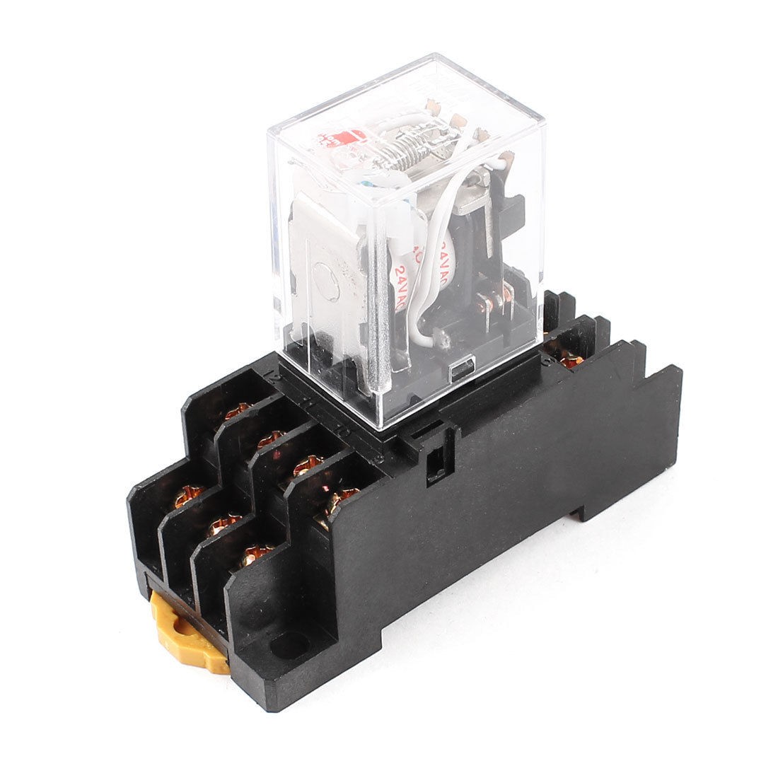 AC 24V Coil Red Indicator Light 4PDT 14-Pin Power Relay + Socket Base