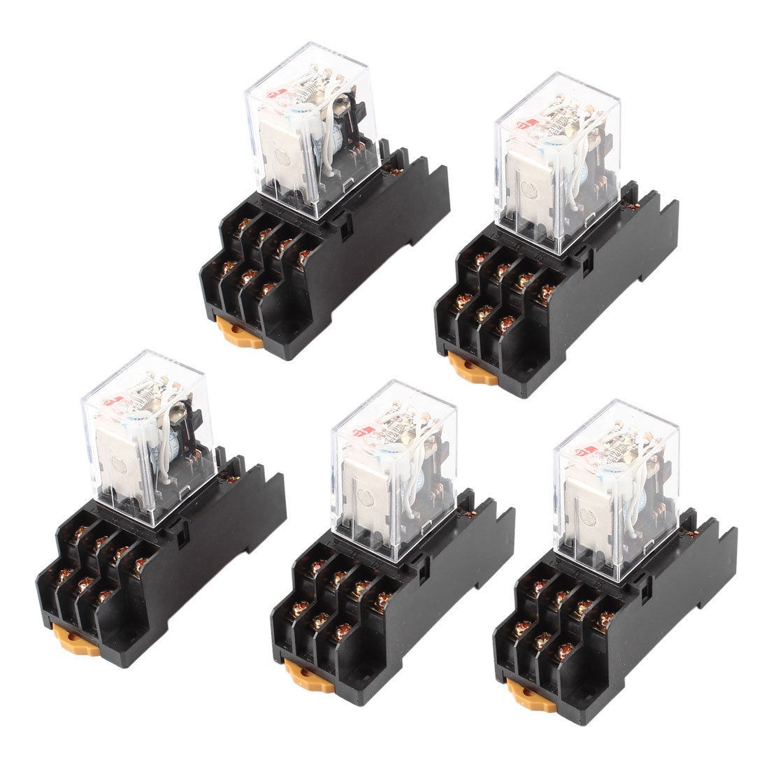 5Pcs AC110/120V Coil 4PDT 14 Pin Red LED Power Relay w Socket