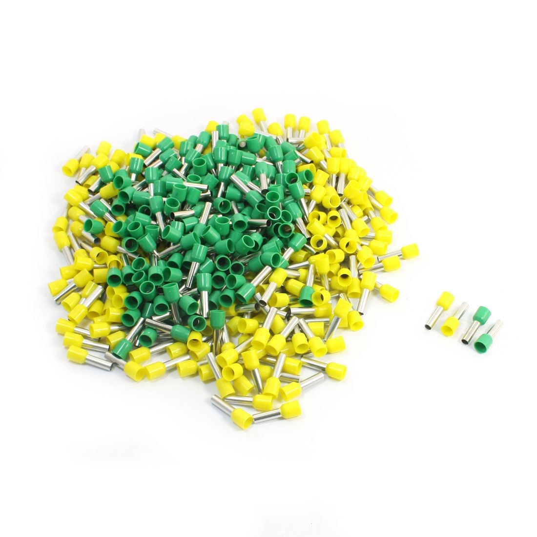 380pcs Yellow Green E6012 Pre Insulated Ferrules Wiring Terminals for 10AWG Wire