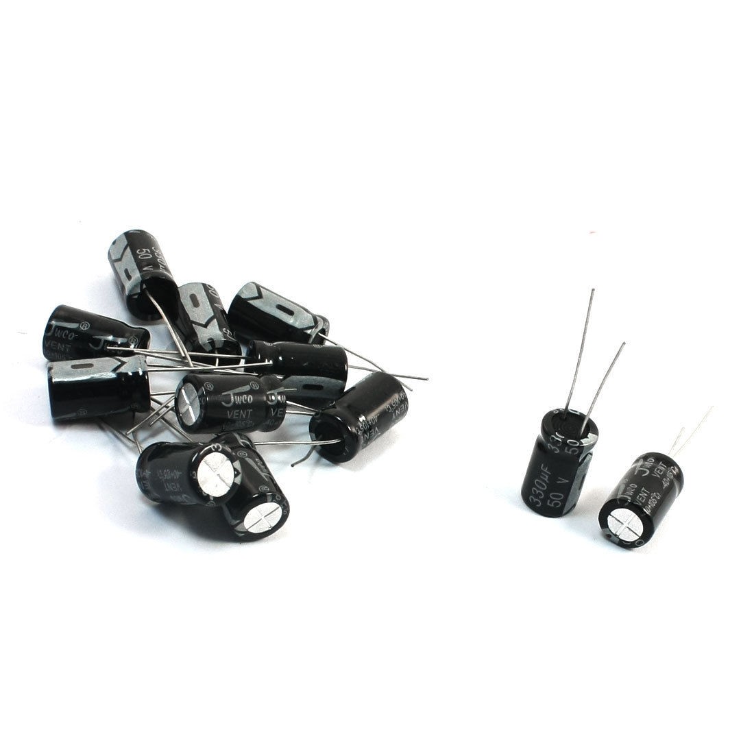 12 Pcs 330uF 50V Radial Lead Aluminum Electrolytic Capacitors 10mm x 16 mm