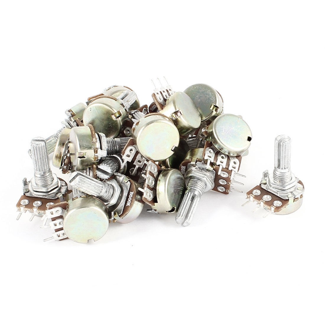 20 Pieces B500K 500K Ohm 3-Terminals One Linear Rotary Taper Potentiometers 220V