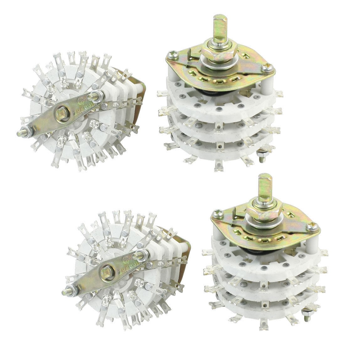 4pcs 10mm Mounting Hole Dia 9P3T 3 Deck 36Pins Band Channel Rotary Switch