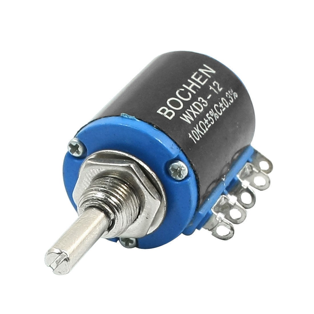 2W 10K Ohm 3 Solder Lug Multiturn Rotary Wire Wound Potentiometer