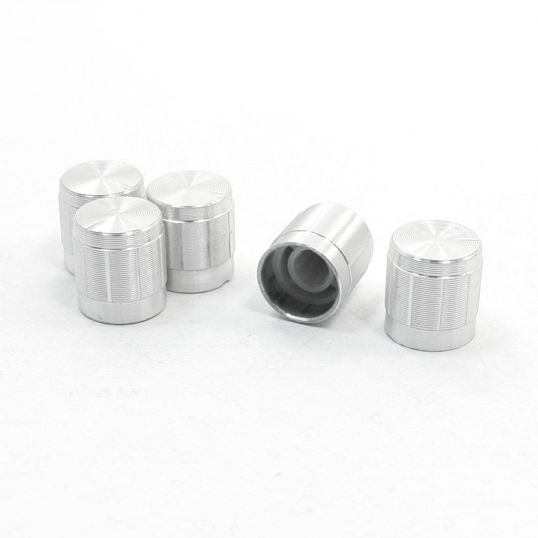 5 x Volume Control Rotary Knobs Silver Tone for 6mm Dia Shaft Potentiometer