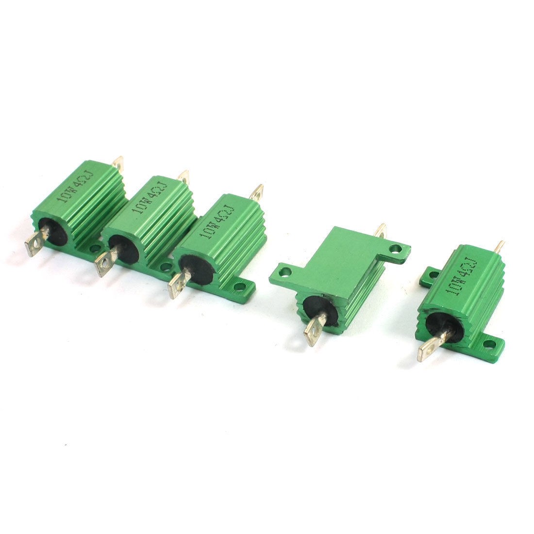 5 Pcs Green Heatsink Aluminum Housed 10Watt 4 Ohm Wirewound Resistors