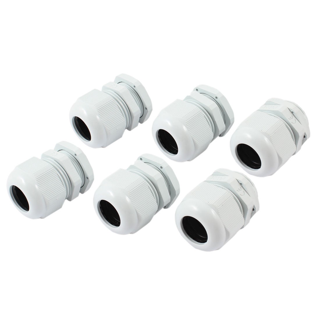 6 Pcs PG21 28mm Male Thread Diameter White Plastic Connector Cable Gland