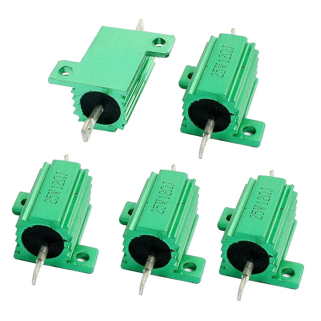 5PCS Green 40 Ohm 25Watt Aluminum Chassis Mounted Wirewound Resistor