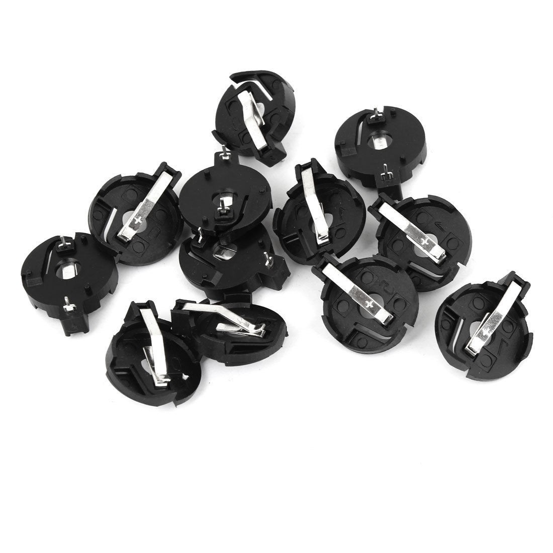 12pcs CR2032 Button Cell Battery Holder Connector Socket Case Black
