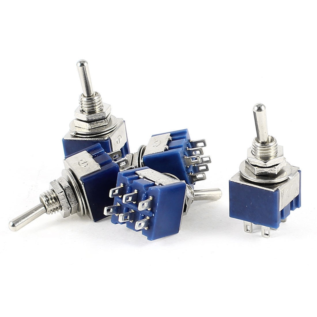 5 Pcs AC 6A 125V DPDT 2 Position ON/ON Latching Toggle Switchs