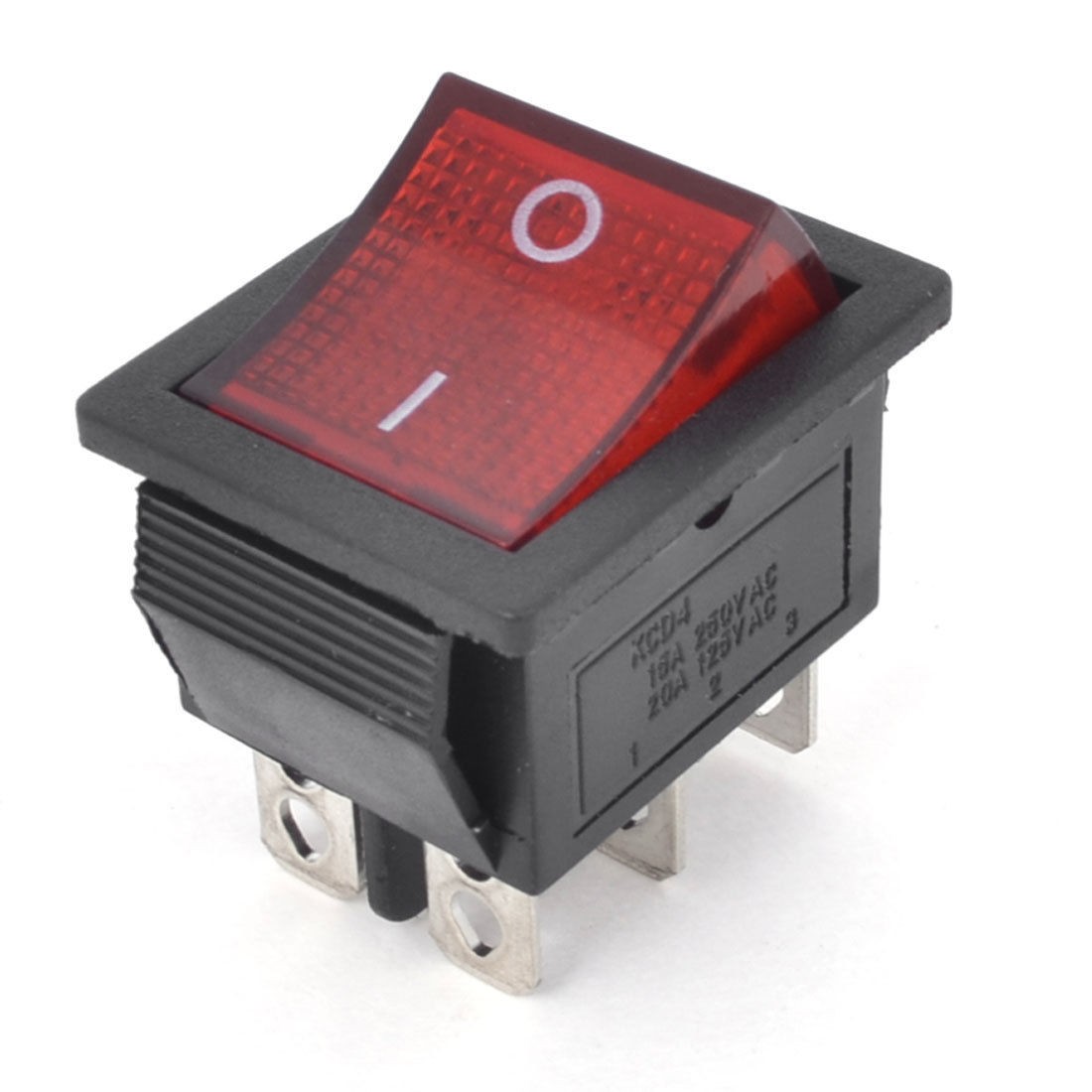 AC 250V 15A 125V 20A 6 Pins Red Pilot Light Snap in Boat Rocker Switch