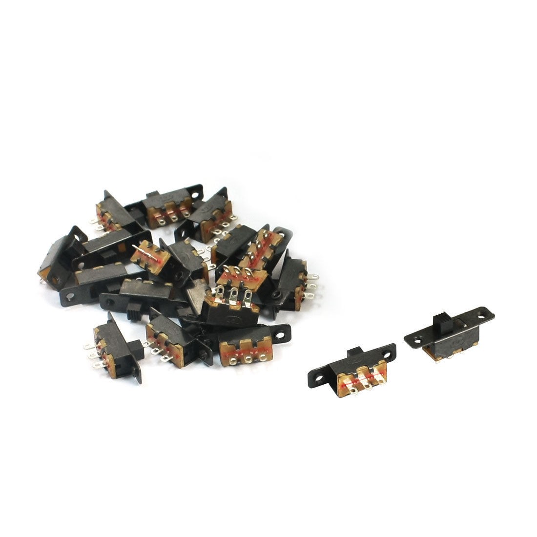 20Pcs 3 Pins ON/ON 1P2T Panel PCB Horizontal Mini Slide Switch 19.5x5.8x11mm