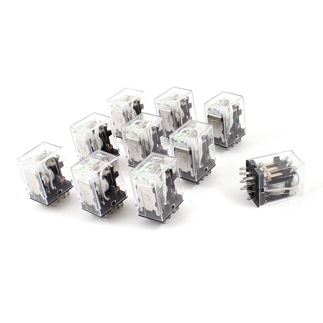 HH53PL DC 12V Coil 11 Pins 3PDT Green LED Light Electromagneti<wbr/>c Relay 10 Pcs