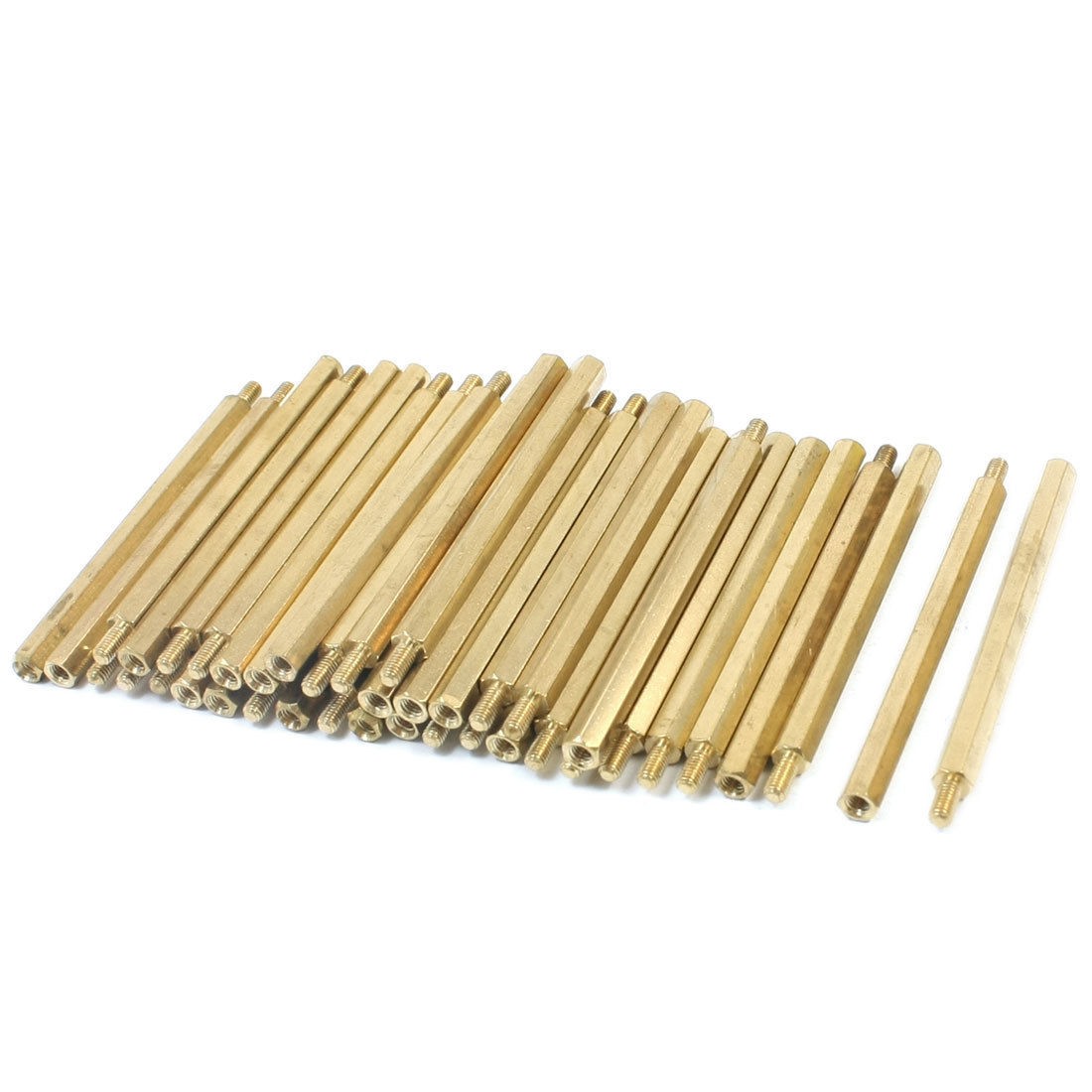 40Pcs M3 x 60mm x 66mm Male Female Thread Brass Hexagonal Standoff Spacer