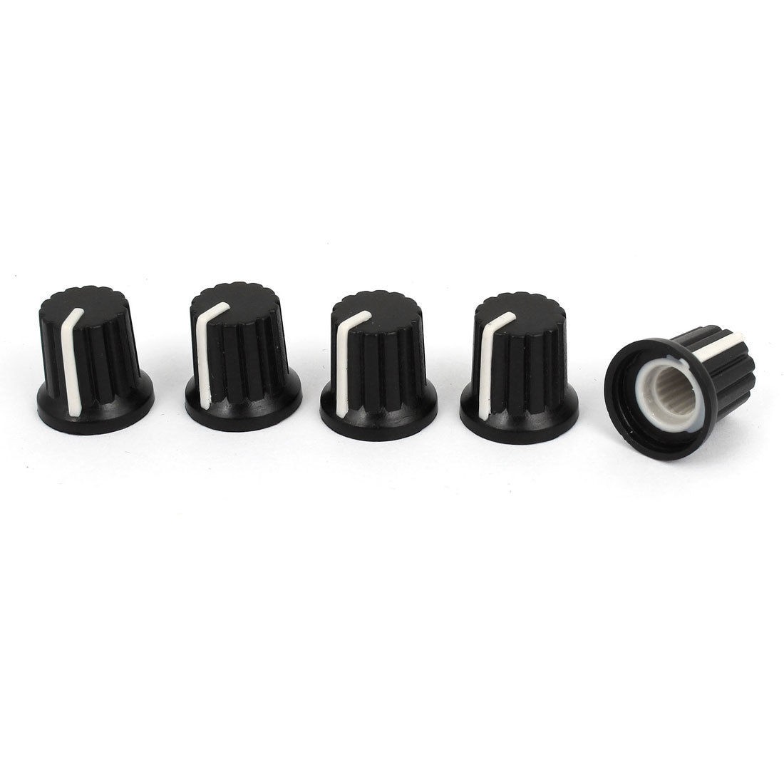5Pcs 6mm Knurled Shaft White Top Stereo Radio Potentiometer Volume Knob Cap