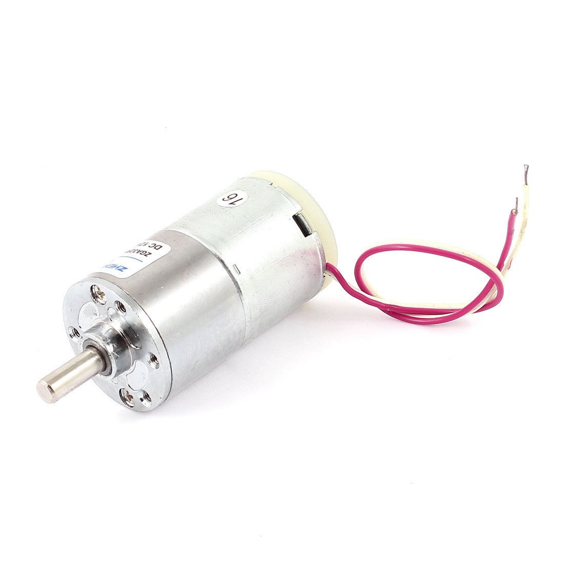 DC 12V 25RPM 6mm Shaft Wired Cylindrical Metal Electric Geared Box Motor