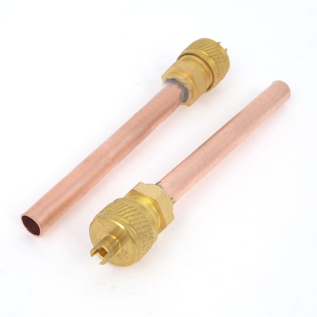 2 Pcs 6mm Dia Copper Tube Air Conditioner Refrigeration Access Valves
