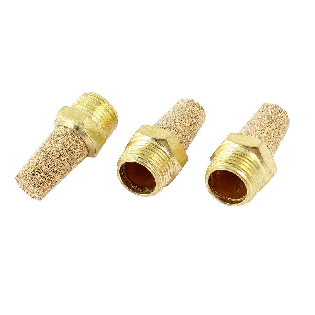 3 Pcs Brass 3/8PT Male Thread Noise Reducing Pneumatic Muffler Silencer Filter