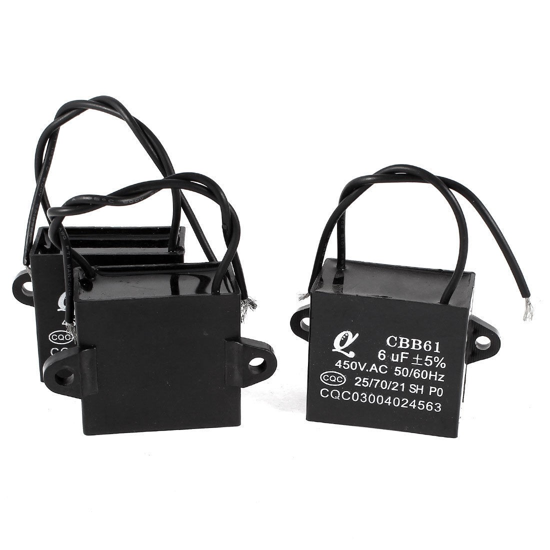 AC 450V 6uF 5% 2 Wired Metalized Polypropylene Film Motor Capacitors Black 3 Pcs