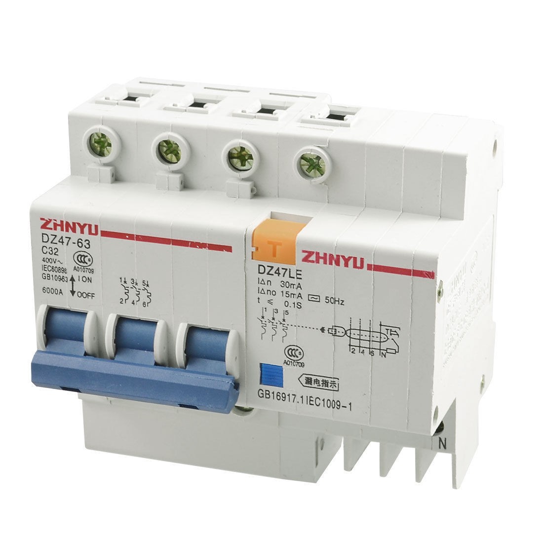 AC 400V 32A Overload Protection ELCB Earth Leakage Circuit Breaker 3P+N