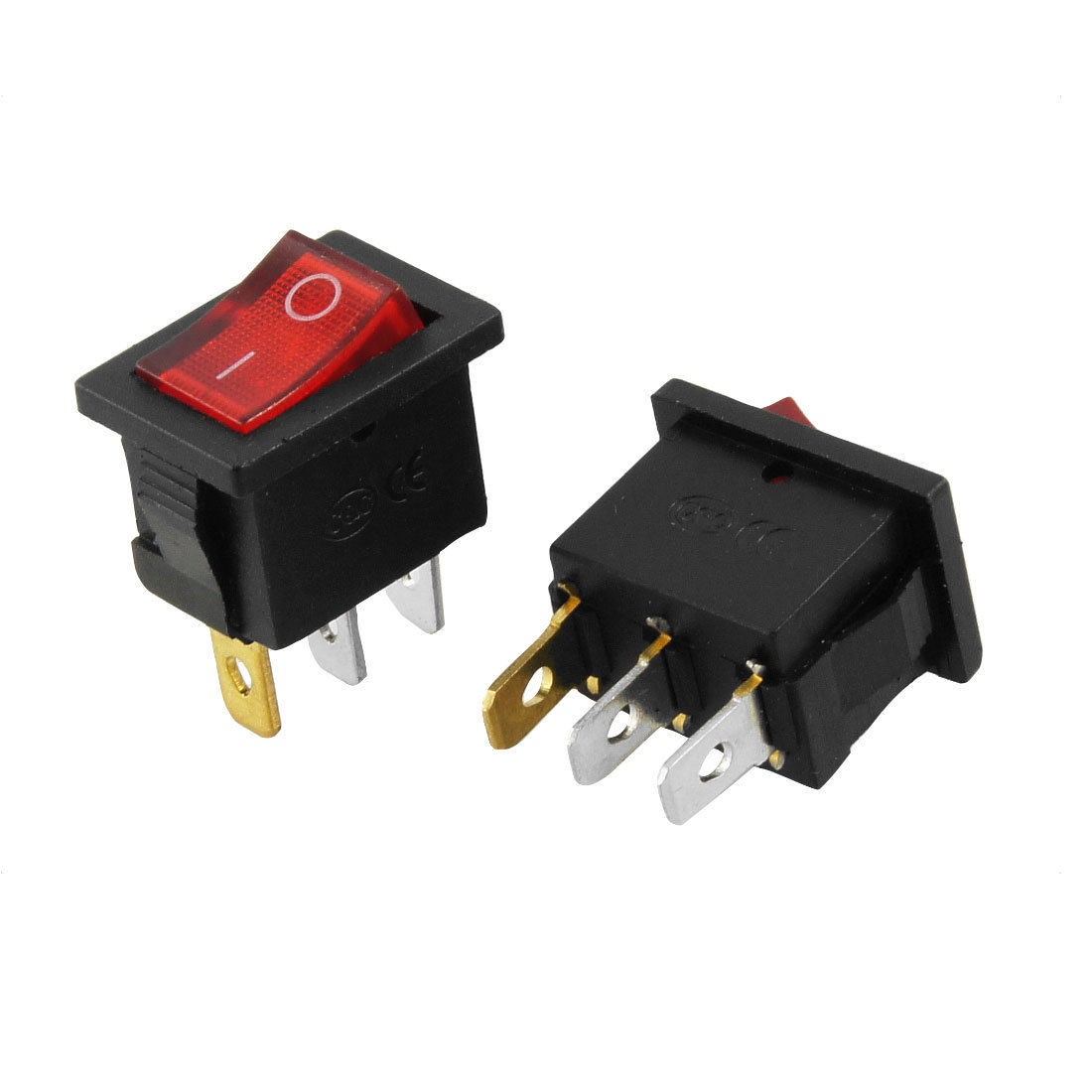 2Pcs AC 6A/250V 10A/125V Red Light ON/OFF 2 Position SPST Boat Rocker Switch