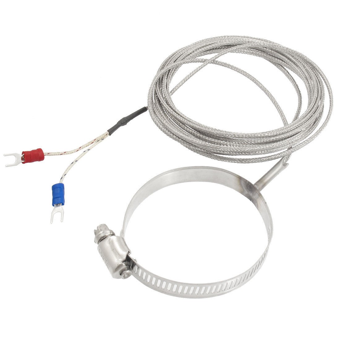 0-400C 4M Cable 70mm Hoop Ring Thermocouple Temperature Sensor w 2 Fork Terminal