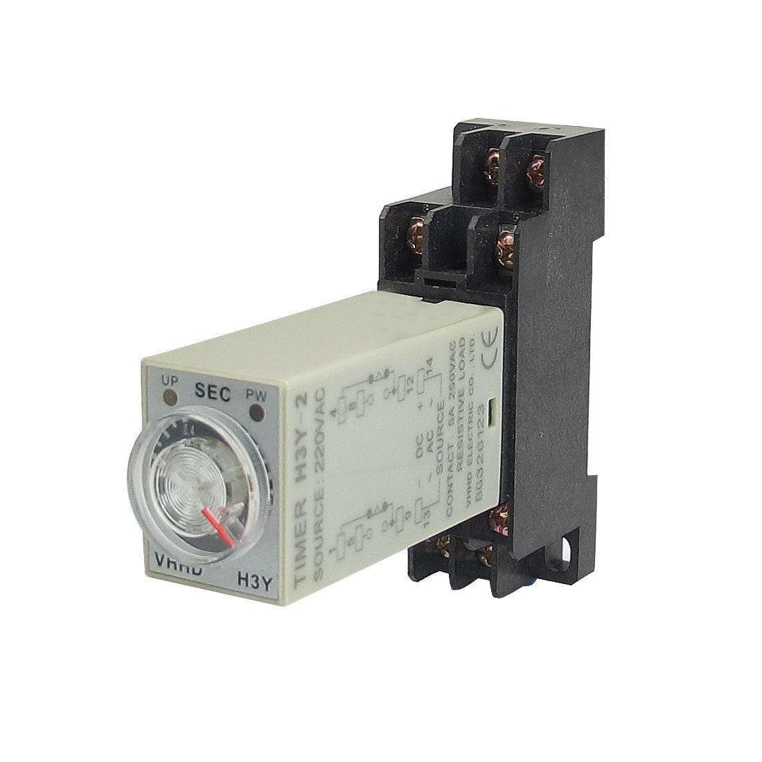 AC 220V H3Y-2 0-1S DPDT 8 Pins Power on Time Delay Relay w Base