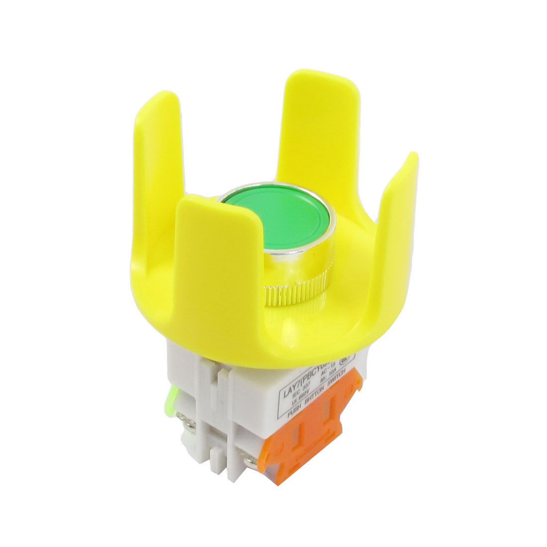 AC 660V 10A Momentary Panel Mount Flower Shaped Push Button Switch Yellow