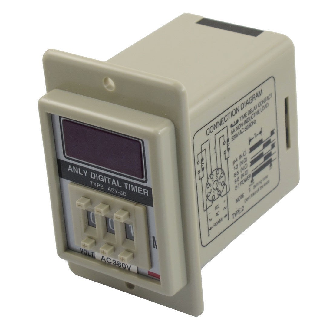 ASY-3D AC 380V 1M-999M Digital Timer Programmable Time Relay