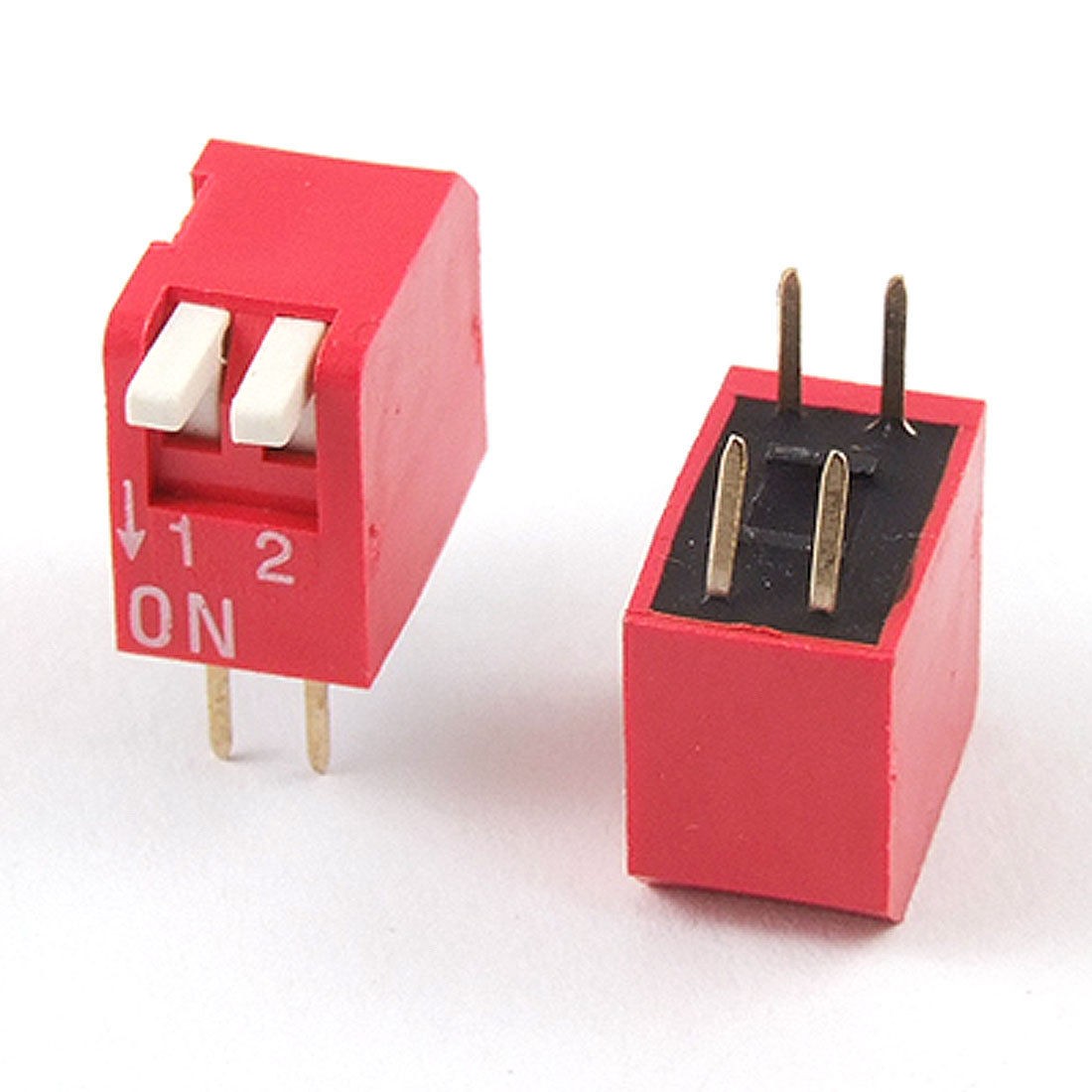 5 Pcs 2.54mm Pitch 2 Position Piano Type DIP Switch Red Hbwxb