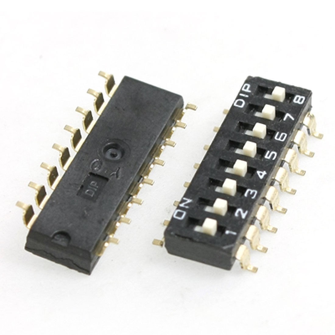 2 Pcs 2.54mm Pitch 8 Position SMD Type DIP Switch Black Ykavi