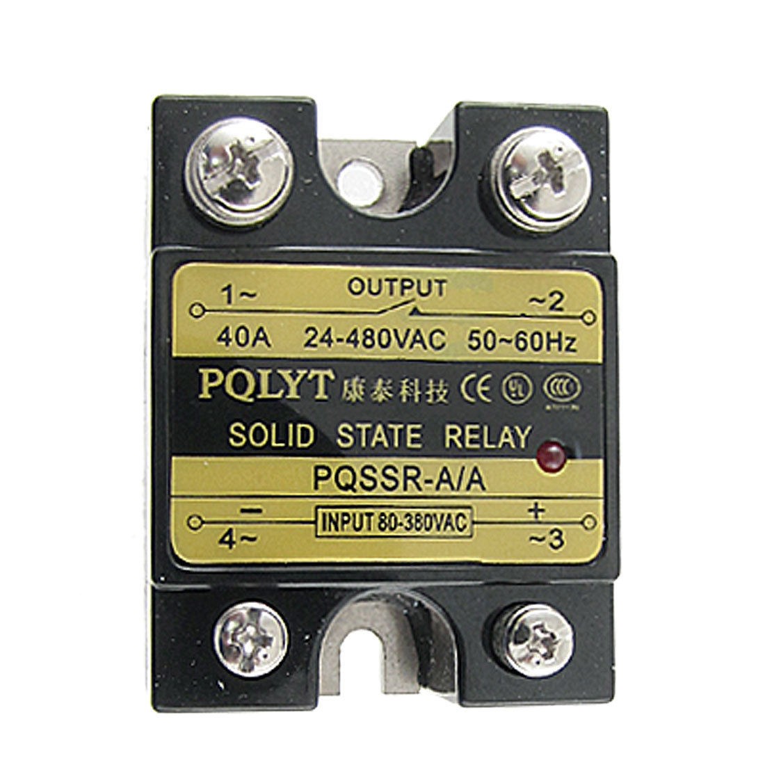 AC-AC Single Phase 40A 80-380V AC / 24-480V AC SSR Solid State Relay