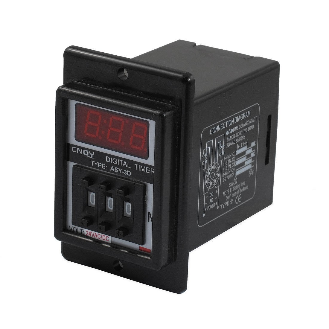AC/DC 24V 0.1-99.9 Minute Digital Timer Time Delay Relay Black 8 Pin ASY-3D