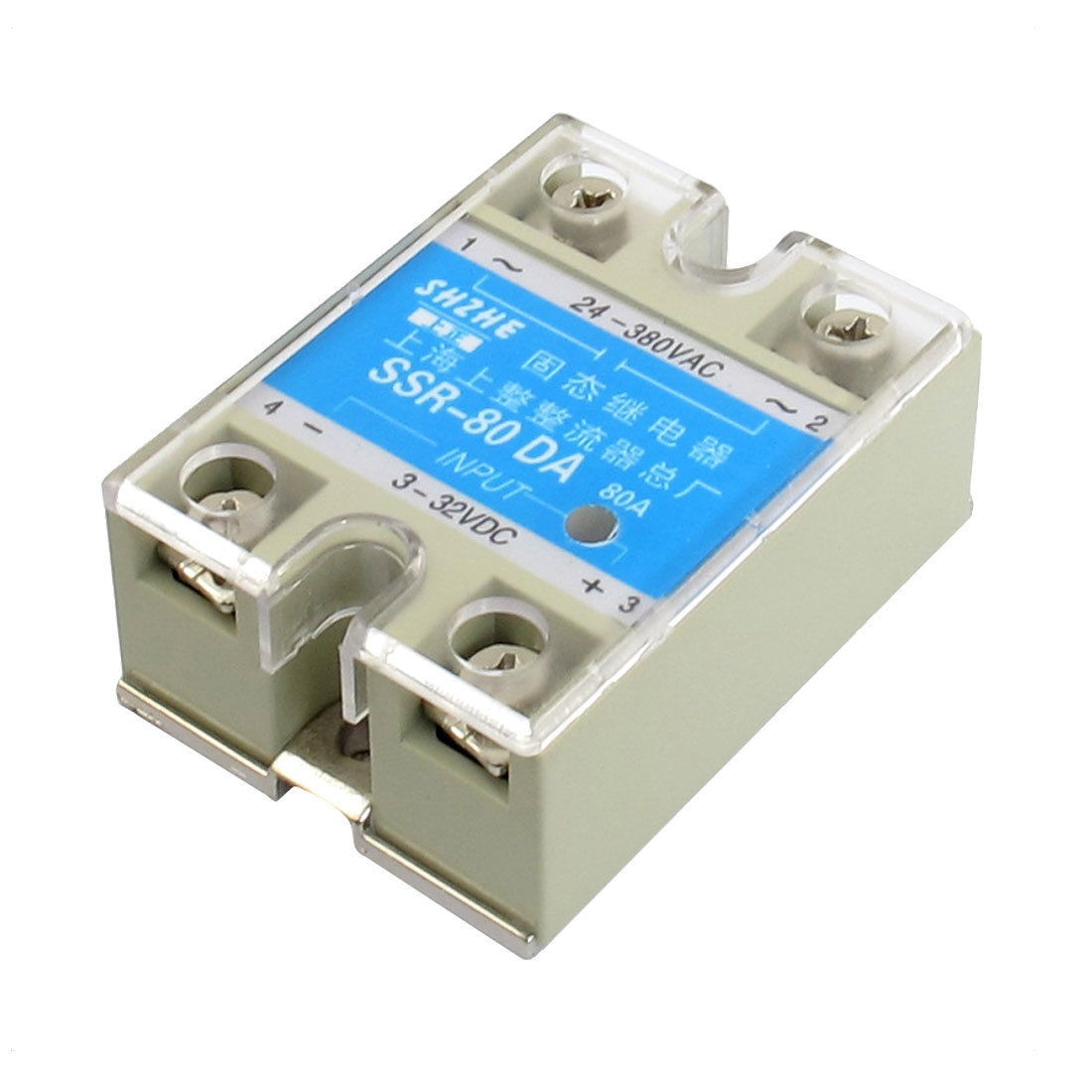 SSR-80DA DC to AC Covered Solid State Module Relay DC 3-32V AC 24-380V