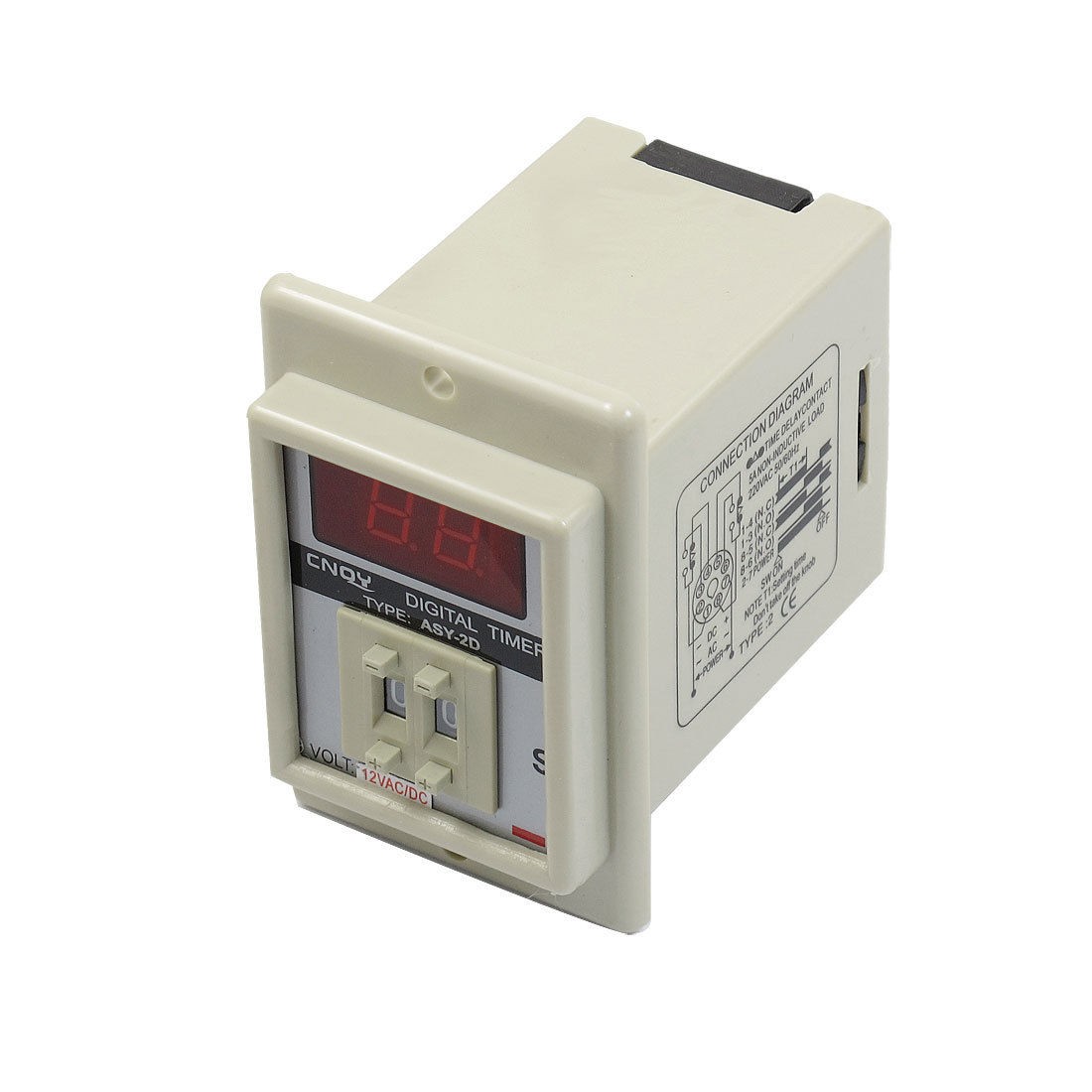 White AC/DC 12V Power on Delay Timer Time Relay 0.1-9.9 Second 8 Pins ASY-2D