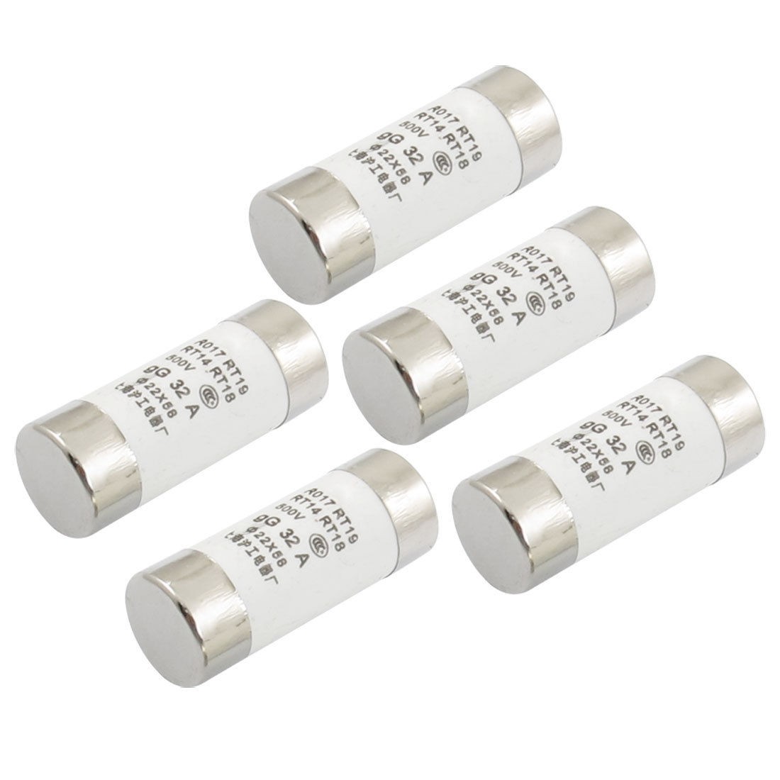 5 Pcs RO17 Series 500V 32A Cylinder Cap Ceramic Fast Blow Fuse Links 22x58mm