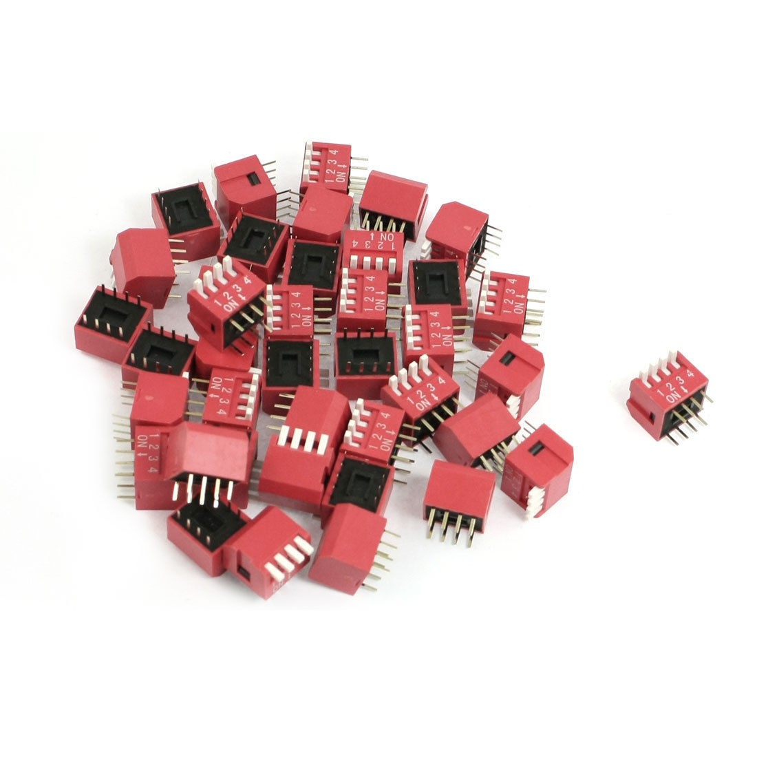 40 Pcs 2.54mm Pitch 4 Position Slide Type DIP Switches
