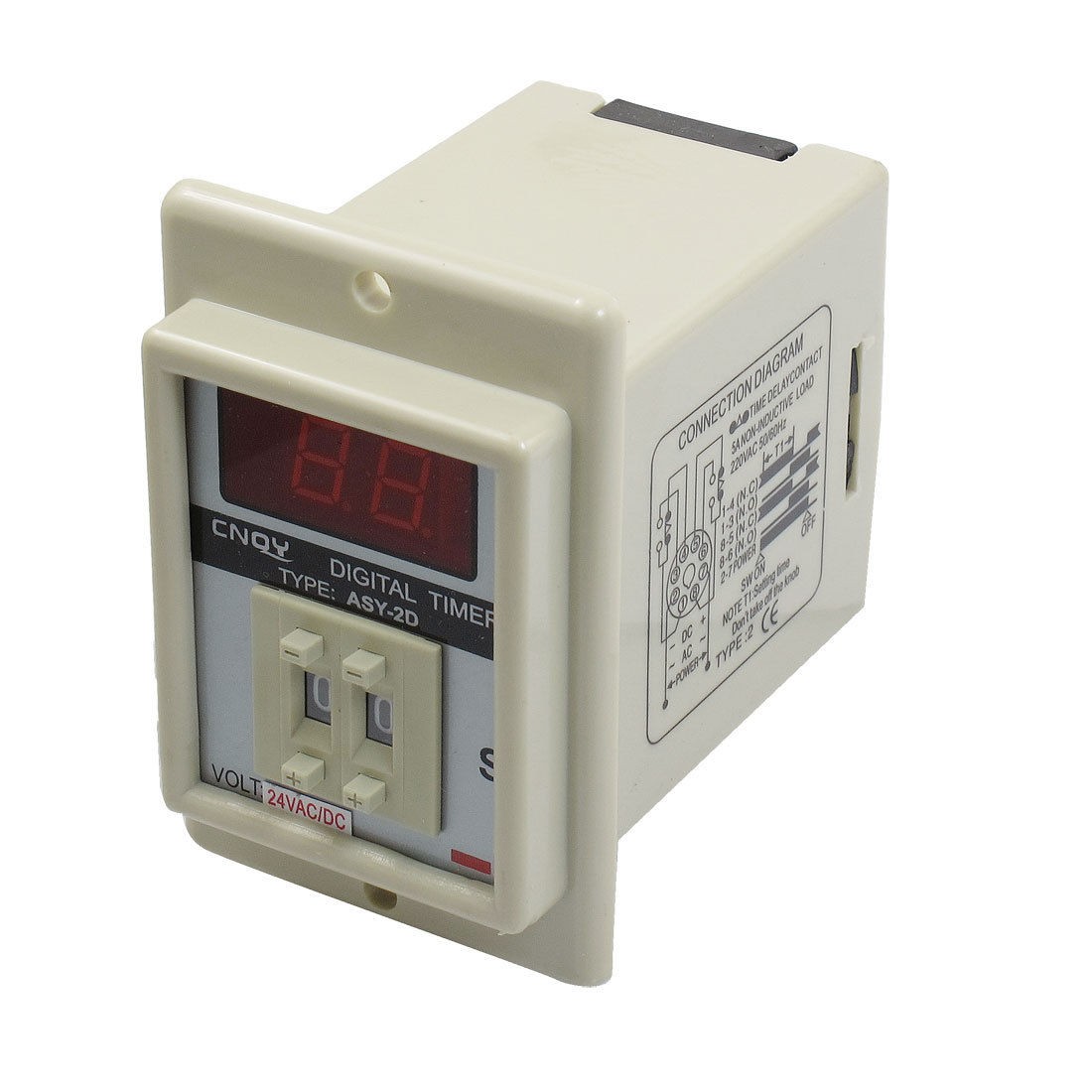 White AC/DC 24V Power on Delay Timer Time Relay 1-99 Second 8 Pins ASY-2D