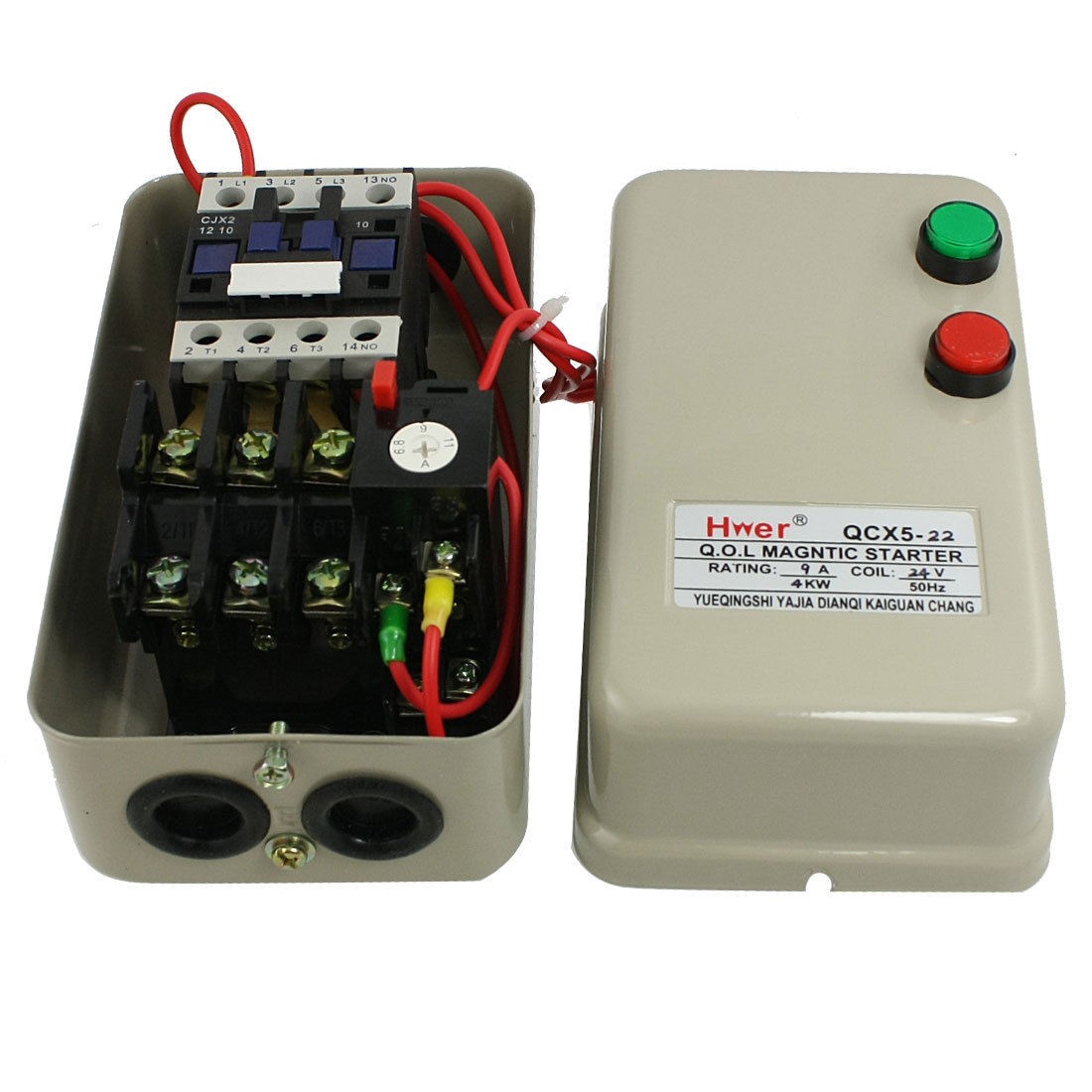 24V Coil AC Contactor 4 KW 5.5 HP 3 Phase Motor Magnetic Starter 6.8-11A
