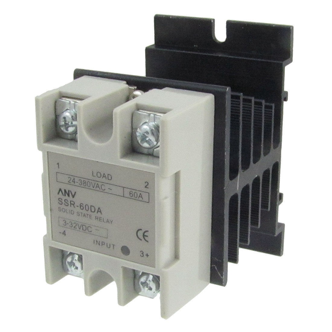 Single Phase Solid State Relay SSR-60AA 3-32V DC 24-380V AC w Aluminum heat sink