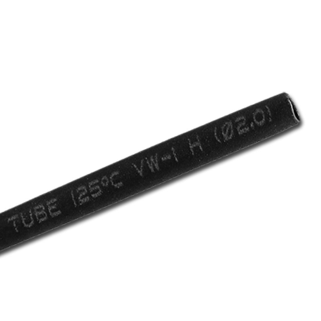 Black 2mm Diameter Polyolefin 2:1 Halogen-Free Heat Shrink Tubing 1M 3.3Ft