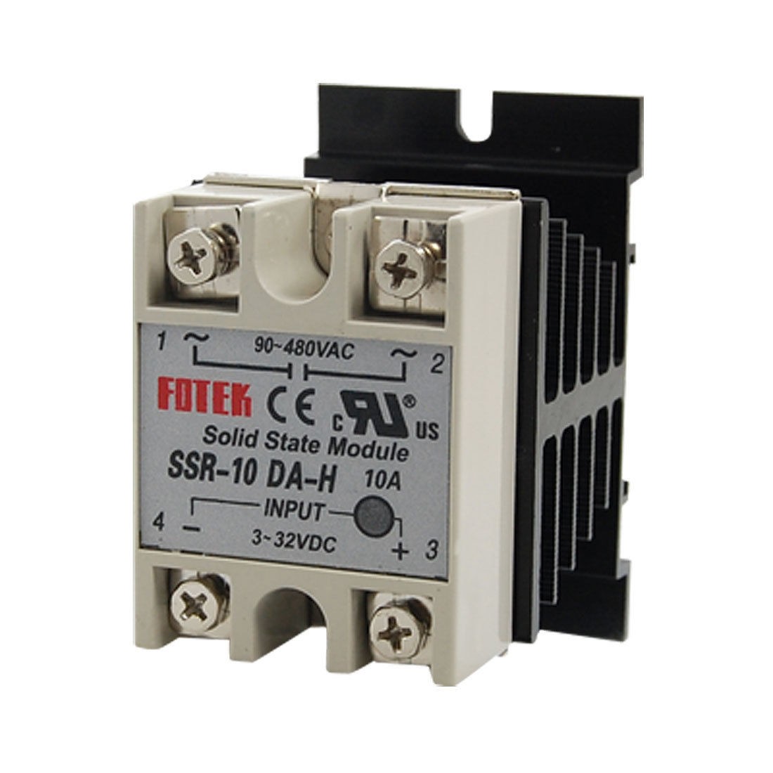 Single Phase Solid State Relay SSR-10DA 10A 90-480V AC w Heat Sink