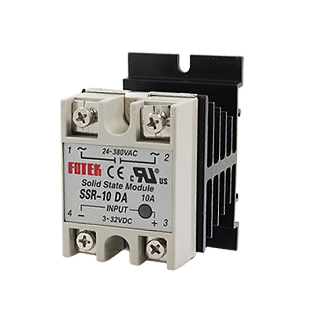 Single Phase SSR Solid State Relay 10A DC 3-32V AC 24-380V w Heat Sink Vvusp