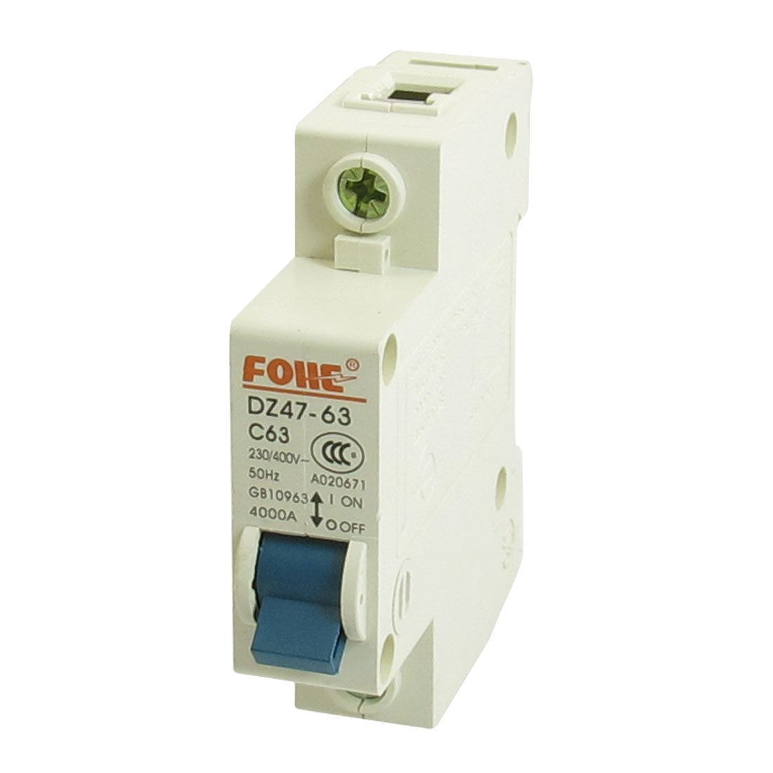 AC 230/400V 63A 6000A 1P 1 Pole Miniature Circuit Breaker DIN Rail DZ47-63 C63