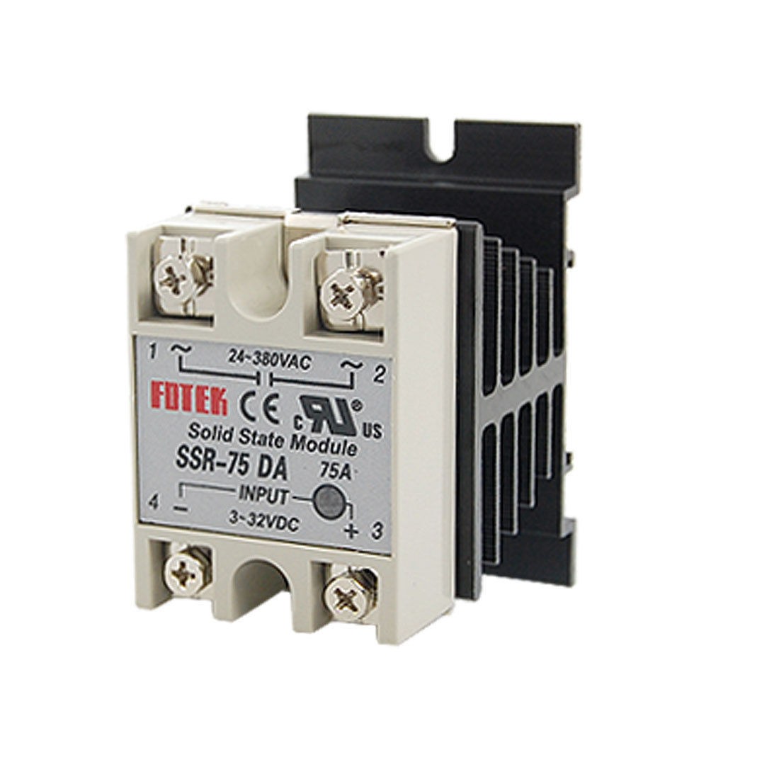 Single Phase Solid State Relay SSR-75DA 75A 3-32V DC 24-380V AC + Heat Sink