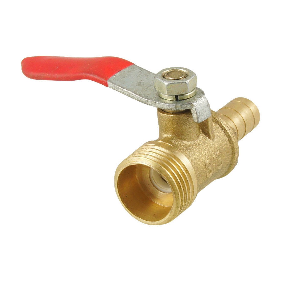 3/8" PT Male Thread To 8mm Hole Tail OD Pneumatic Ball Valve Red Gold Tone