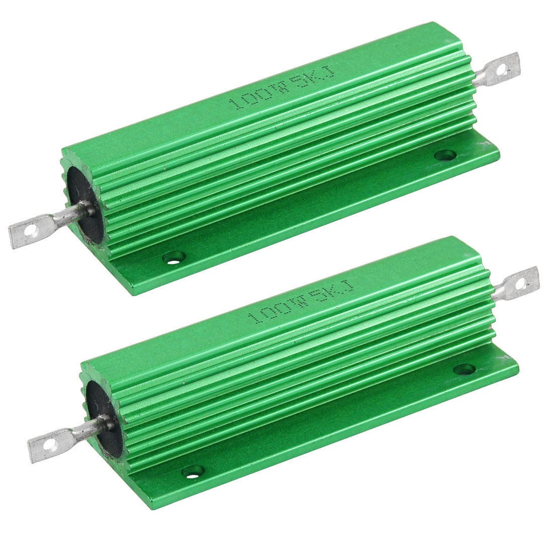 100 Watt 5K Ohm Screw Tap Mounted Aluminum Housed Wirewound Resistors 2 Pcs