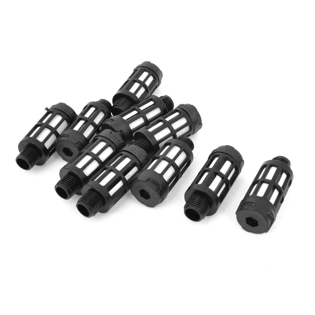 10 Pcs Plastic 9.5mm 1/8PT Male Thread Pneumatic Noise Muffler Silencer Pipe