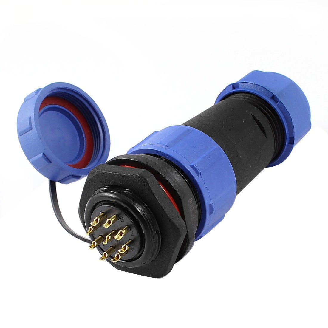 AC 500V 5A 21mm Thread 9P Cable Gland Connector Aviation Plug + Waterproof Cap